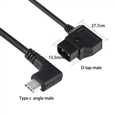 D النقر الذكور إلى USB نوع C كابل الطاقة للكاميرا الزاوية اليمنى للبطارية V القفل